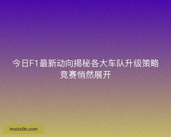 今日F1最新动向揭秘各大车队升级策略竞赛悄然展开